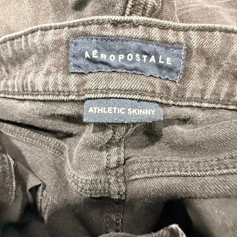 Aeropostale Athletic Skinny Jeans Men 29/32 Black Distressed Denim Grunge Rocker